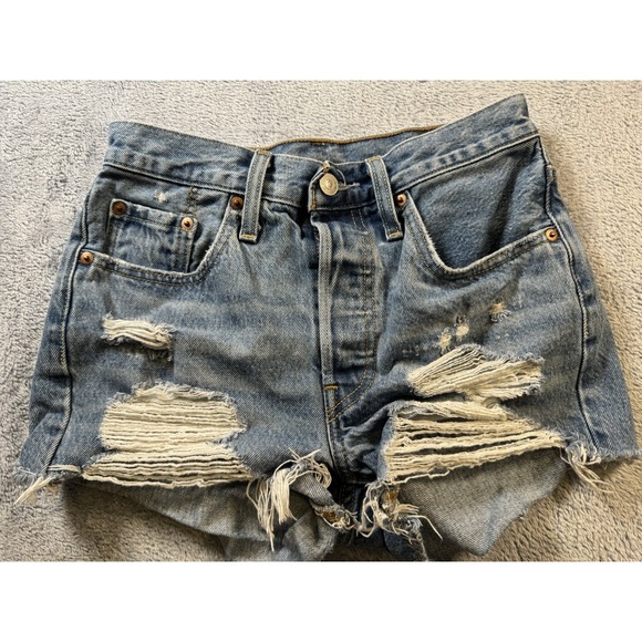 Levi's Pants - Levis 501 Original High Rise Cut Off Denim Shorts 24 Measures 26 Medium Wash